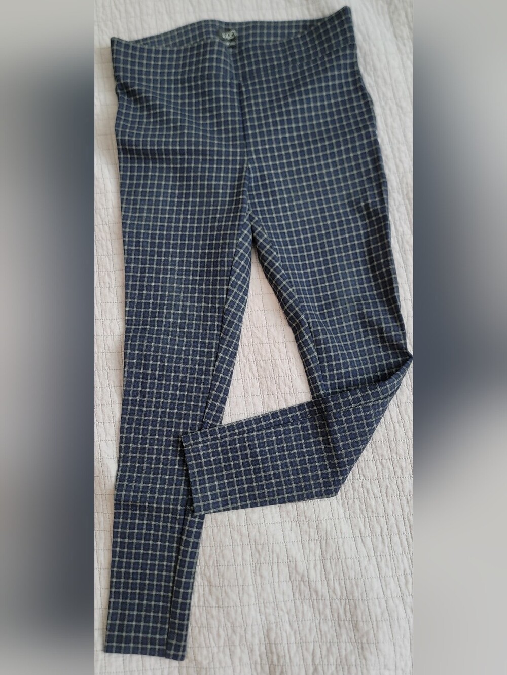 LOFT Navy Check Plaid Stretch Pants MP